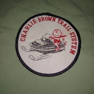 Mid Century Charlie Brown Snowmobile Trail System Patch 4" Diameter Vintage
